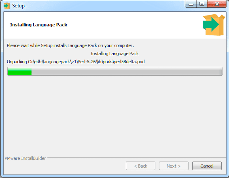 The Installing dialog